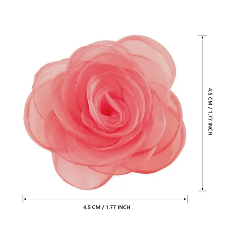 Vista 11 de adorables broches de rosas, clip para el cabello de flores de seda para mujer [joyas], sin metal, Rojo, XOTW05C4
