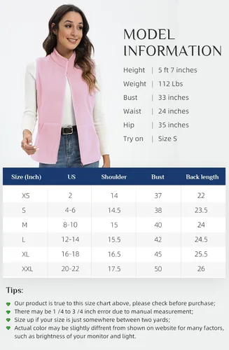 Vista 5 de Xeoxarel Chaleco de forro polar para mujer con 6 bolsillos (XS-2XL)