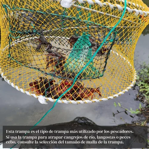 Vista 6 de Drasry Crab Trap Bait Lobster Crawfish Shrimp Portable Folded Cast Net Magic Collapsible Fishing Traps Nets Accessories for Blue Crabs