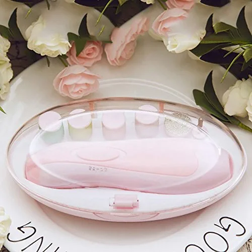 Vista 6 de TOOGOO - Lima de uñas para bebé con cortaúñas, luz LED y 10 cabezales de molienda (rosa), Rosado