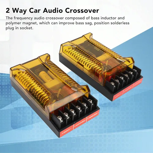 Vista 4 de Altavoz de audio para automóvil, 1 par de crossover de audio para automóvil de 2 vías, línea razonable de sobrecorriente universal para vehículo