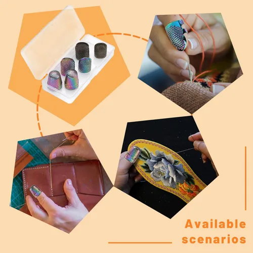 Vista 5 de ZMAAGG Dedales para coser a mano, dedal de costura, dedales de metal para bordar a mano, costura, artesanía de costura a mano