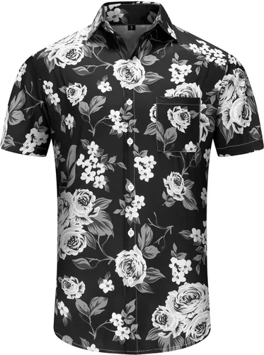 Vista 194 de KYKU - Camisa hawaiana funky para hombre, ropa tropical para vacaciones en Palm Beach