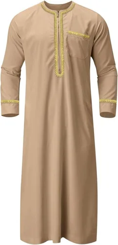 Vista 5 de Ropa musulmana para hombres Ropa islámica Umrah árabe Thobe Kaftan Beige