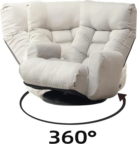 Vista 3 de Yoglad Sofá de estilo japonés, silla de juegos de suelo, sofá perezoso para leer juegos y meditar, 3 posiciones ajustables con cómodo respaldo