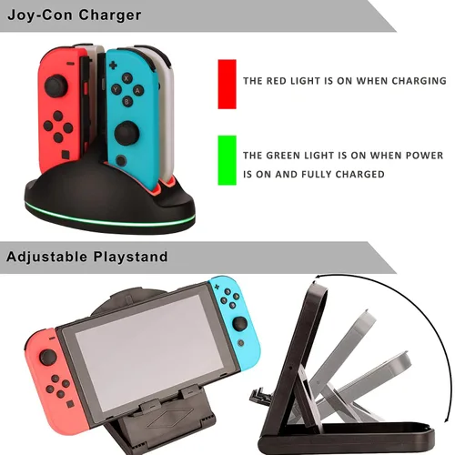 Vista 4 de Kit de accesorios para Nintendo Switch, paquete de tapas de agarre para controles redondos, estuche de transporte, protector de pantalla y control