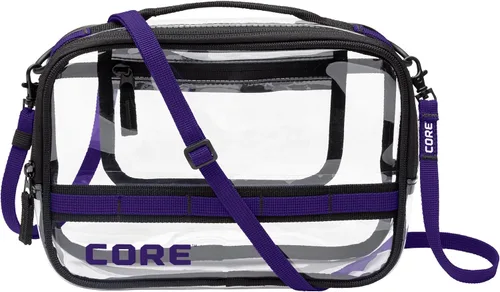 Vista 14 de CORE Bolso transparente aprobado para estadios con correa ajustable Diseño de bolso ligero con compartimentos seguros con cremallera