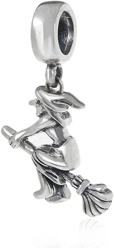 Vista 2 de Escoba de bruja encanto 925plata esterlina encanto Halloween Encanto Dangle Encanto para bricolaje encantos pulsera