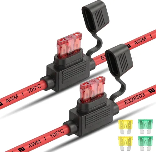 Vista 13 de 2 Pack 8 AWG 12V Maxi Fuse Holder UL Recognized Wire with 80A Fuses IP67 8 Gauge Heavy-duty Fuse Holder for High-Current 12V Systems, Including