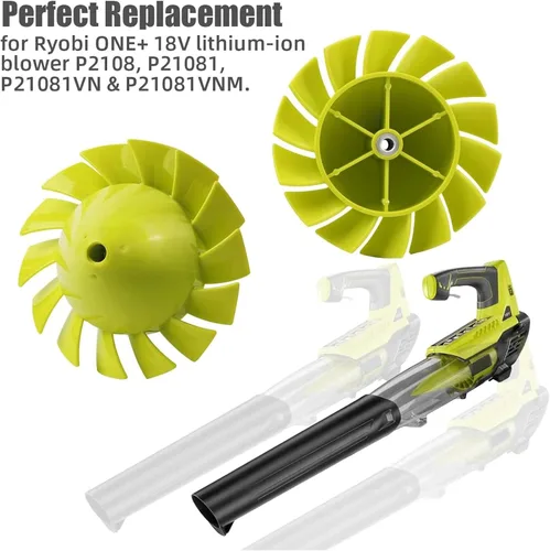 Vista 3 de Paquete de 2 ventiladores Alocs de repuesto para Ryobi - 18V One+ P2108 y P21081 soplador de hojas inalámbrico, parte # 529437004 reemplaza