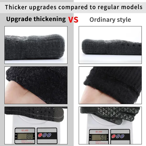 Vista 26 de Achiou Guantes de invierno para hombres y mujeres, guantes para pantalla táctil, gel de silicona antideslizante grueso mejorado, forro térmico