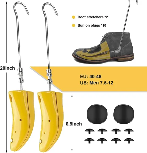 Vista 3 de Camilla de zapatos para hombres, ajustable para botas de árbol de zapatos, expansor para pies anchos, botas de vaquero para hombres zapatillas