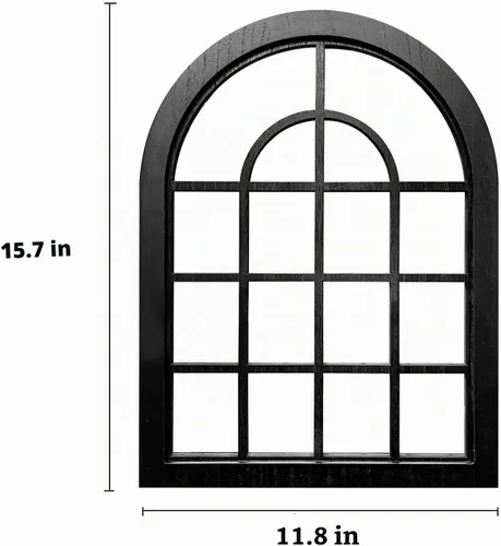 Vista 7 de ZEXUIRU 2 piezas de espejo de pared arqueado para ventana, espejo de acento rústico de granja, espejo de entrada con marco de madera para sala