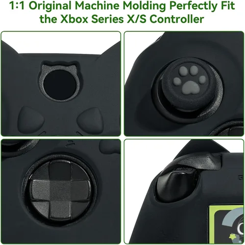 Vista 5 de GeekShare Cat Paw Controller Skin Grips Set Anti-Slip Silicone Protective Cover Skin Case Compatible with Xbox Series X Controller with 2 Thumb Grip