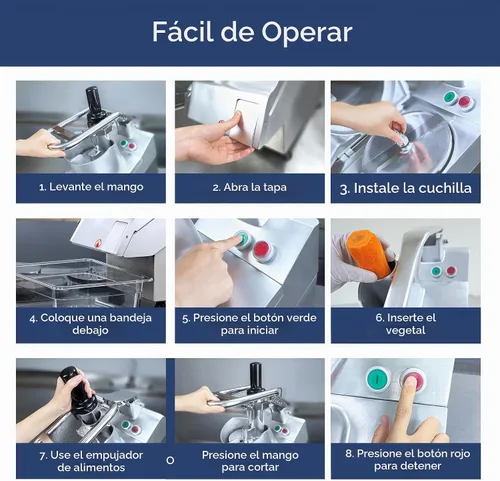 Vista 8 de TK Commercial Vegetable Chopper 750W - 5 discos para procesamiento de alimentos - NSF