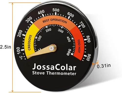 Vista 7 de JossaColar Termómetro de estufa de leña Termómetro magnético para estufa, chimenea y medidor de temperatura de combustión