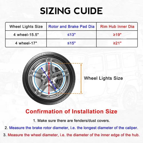 Vista 5 de Luces de Ríncon de 15.5 Pulgadas Blanco Frío, Luz de Rueda para Coches, Luces de Rueda Blancas Puras, 6500k Blanco Frío, Impermeable IP68, Control