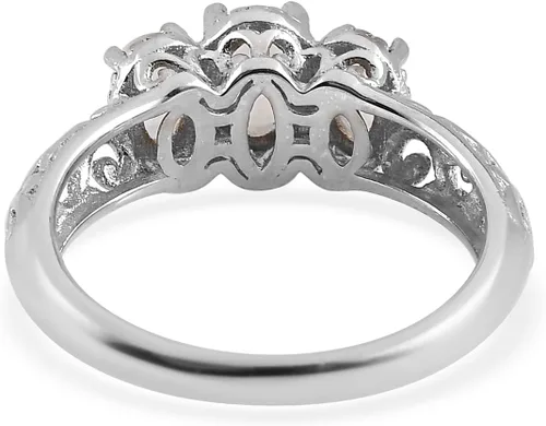 Vista 7 de Shop LC 3 anillos de piedra natal para mujer, anillos de piedras preciosas, anillos de plata de ley 925 para mujer, chapados en platino, joyería
