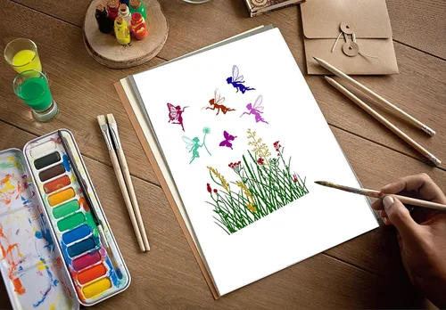 Vista 3 de Hying Sellos transparentes para hacer tarjetas y álbumes de fotos, para niñas voladoras, sellos de goma transparente para flores de primavera