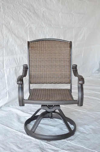 Vista 5 de Santa Clara - Juego de 4 sillas de comedor giratorias para patio, aluminio fundido de bronce oscuro