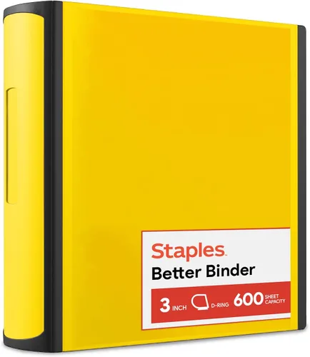 Vista 40 de Carpeta con anillos en forma de "D" de 1 pulgada para mejor visualización Staples, Negro