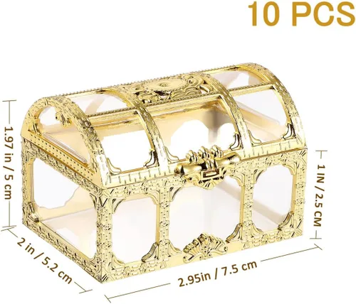 Vista 2 de Amosfun 10 cajas de dulces pequeñas mini cofre del tesoro vintage, cajas de recuerdos de boda, aniversario, cumpleaños, fiesta, suministros de 1.97
