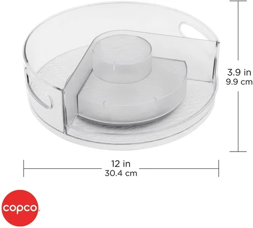 Vista 2 de Copco Tocadiscos de almacenamiento de gabinetes de varios niveles, 12 x 12 x 3.9 pulgadas, transparente