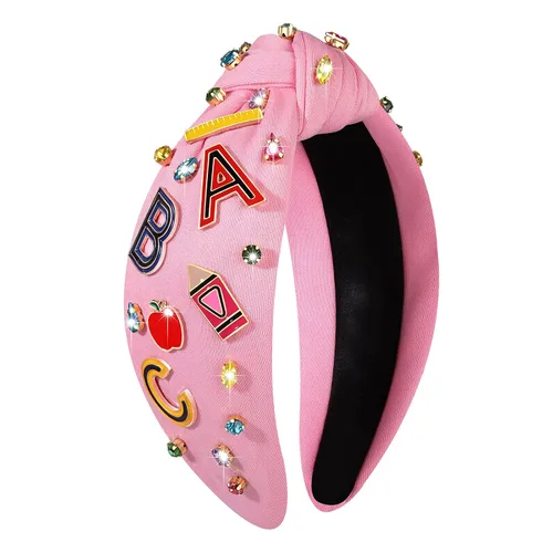 Vista 12 de Diadema para profesora para mujer, diadema anudada con perlas de cristal, trajes de regreso a clases, accesorios, regalos de agradecimiento