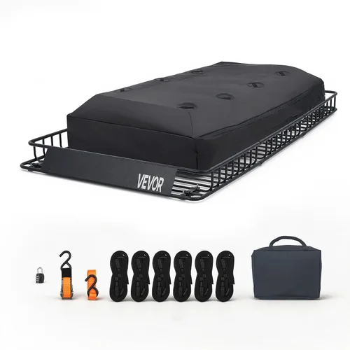 Vista 14 de VEVOR Cesta de Carga para Portaequipajes de Techo, 64" x 39" x 6" Transportador de Carga para Techo con Extensión, Acero Resistente de Servicio