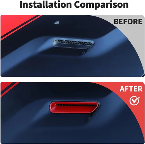 Vista 2 de JWWY Para Challenger Hood Aire Acondicionado Salida de Aire Acondicionado Trim para 2009-2014 Dodge Challenger Accesorios, ABS Rojo 2 piezas