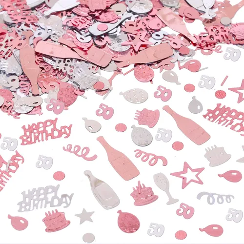 Vista 9 de Confeti de cumpleaños número 13, confeti de oro rosa número 13, confeti de papel de aluminio metálico, estrella para pastel de cumpleaños, confeti