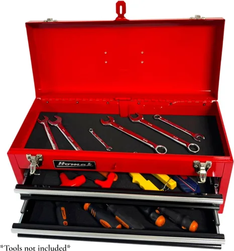 Vista 6 de Homak Caja de herramientas con rodamientos de bolas de 2 cajones, color rojo, 20 pulgadas