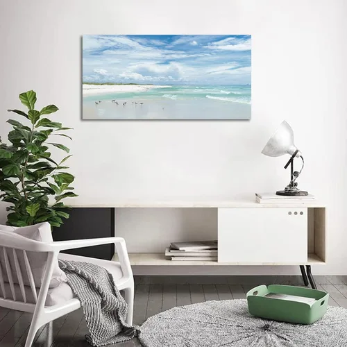 Vista 4 de NINEASO Lienzo decorativo para pared, diseño de mar y playa, cuadros de naturaleza y océano, decoración de pared, pájaros marinos, paisajes