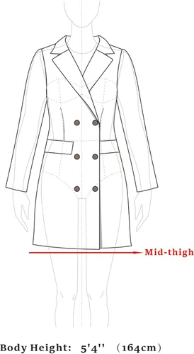 Vista 7 de Allegra K Gabardina de invierno de un solo pecho para mujer