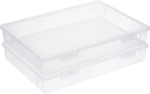 Vista 11 de BTSKY Caja de almacenamiento de plástico transparente con tapa de solapa, organizadores multiusos para manualidades y caja de almacenamiento