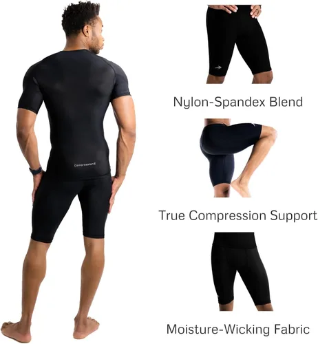 Vista 4 de CompressionZ Pantalones cortos de compresión para hombre, ropa interior deportiva de compresión de elastano