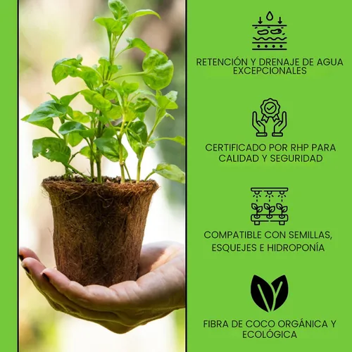 Vista 5 de Coco Coir Mega Ladrillo Orgánico de Fibra de Coco 11 Libras Bloque Comprimido Pre Lavado Buffered RHP Certificado Tierra para Macetas Uso