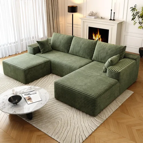 Vista 38 de Sofá seccional modular Cloud de 107.5 pulgadas con chaise en forma de L, sofás tapizados modernos minimalistas para sala de estar y dormitorio, sofá
