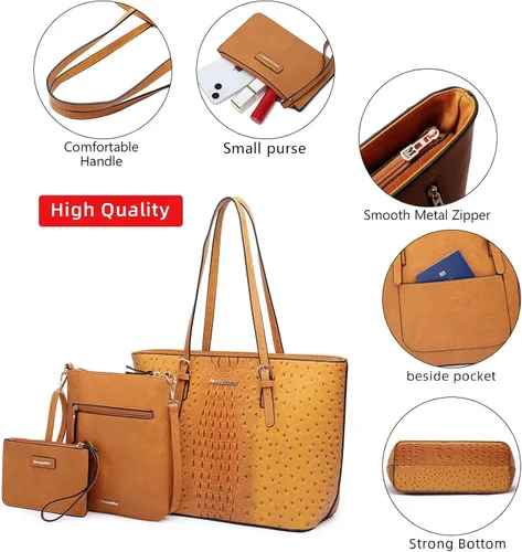 Vista 5 de Montana West Purses and Handbags for Women 3PCS Tote Purse and Wallet Set
