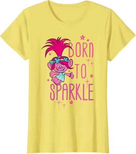 Vista 41 de DreamWorks Trolls Camiseta Born to Sparkle Negro