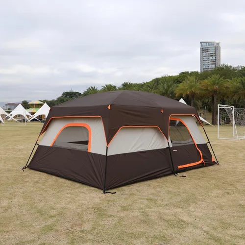 Vista 5 de KTT Extra Large Tent 10-12 Person,Family Cabin Tents,2 Rooms,3 Doors and 3 Windows with Mesh,Straight Wall,Waterproof,Double Layer,Big Tents for