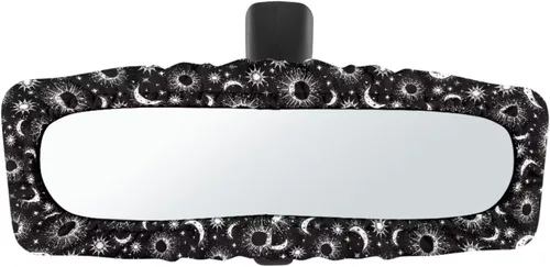 Vista 35 de Funda para espejo retrovisor de automóvil con estampado de vaca negro, protector de espejo retrovisor automático elástico