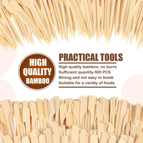 Vista 2 de Chengu - 500 pinchos de paleta de madera de 3.5 pulgadas, palillos de bambú para aperitivos de alimentos, palillos de madera de bambú