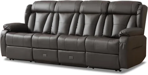 Vista 12 de Sofá biplaza reclinable manual de 110 pulgadas, sillón reclinable de 4 asientos con consola, mesa plegable y salidas integradas, sofá reclinable