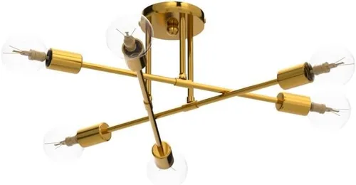Vista 4 de Lámpara de Techo de Montaje Semiempotrado, Lámpara de Techo Moderna Sputnik de 6 Luces con Base de Bombilla E26, Accesorios de Iluminación de Techo