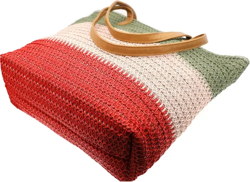 Vista 27 de Bolso grande de paja para mujer, tejido de ratán, bolso de playa de verano, a rayas