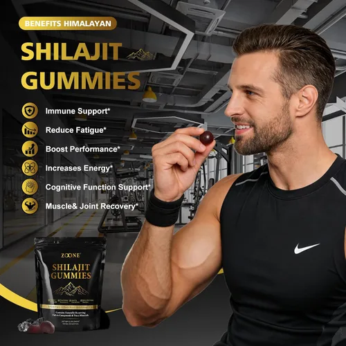 Vista 4 de Gomitas Shilajit naturales del Himalaya de 3000 mg, 75% de ácido fúlvico, más de 85 minerales traza, Shilajit para hombres y mujeres, resina