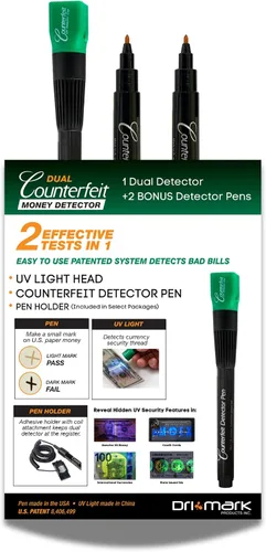 Vista 5 de Dri Mark Lápiz detector de falsificación de dinero inteligente con luz LED UV reutilizable (DRI351UVB)