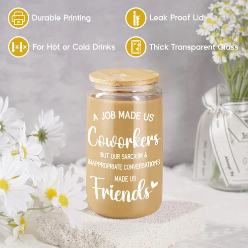 Vista 2 de Taza de Vidrio para Amistad de Colega de Fairy's Gift, Regalos de Cumpleaños para Mujeres Amistad, Regalos Graciosos para Colegas de Mujeres Hombres
