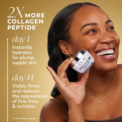 Vista 2 de Olay Crema Hidratante Facial con Péptidos de Colágeno, Crema Reafirmante para Mujeres, Sin Fragancia, No Grasa - Hidratante, Antienvejecimiento